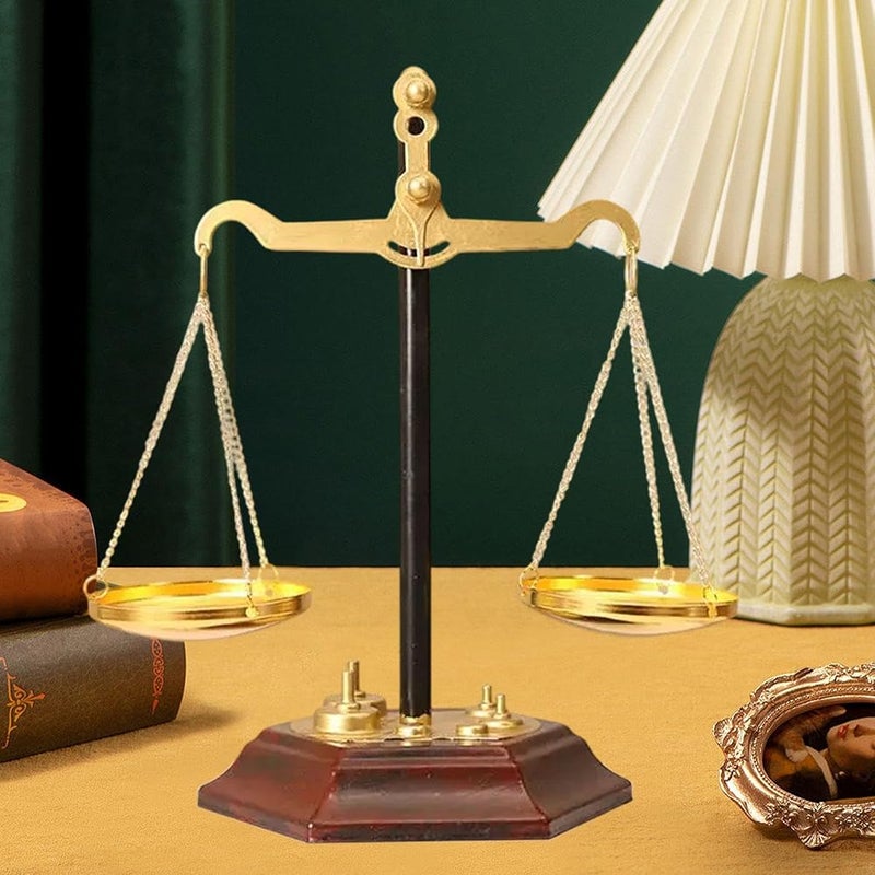 Deevoka Jewelry Display Desktop Balance Scale Art Decor Decorative Organizer Home Furnishings Jewelry Storage for Earrings Necklace, Red Brown Base - Image 3