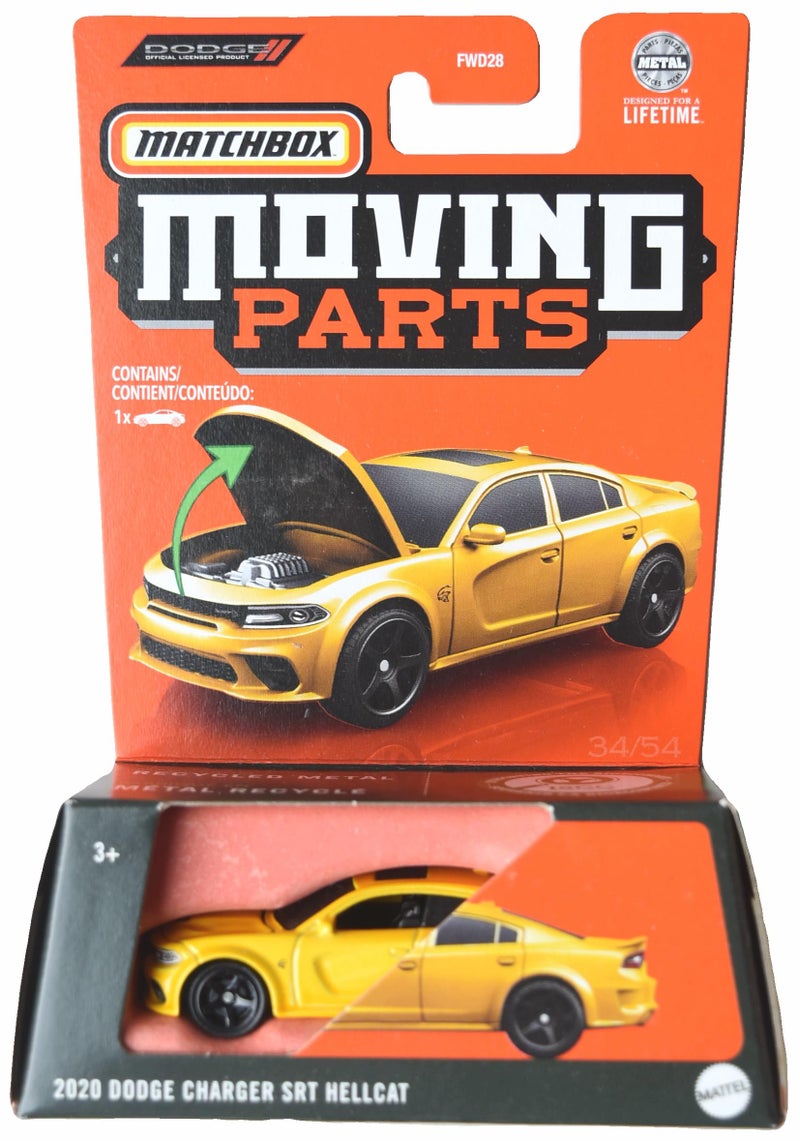 Matchbox 2020 Dodge Charger SRT Hellcat Moving Parts Yellow - Image 2