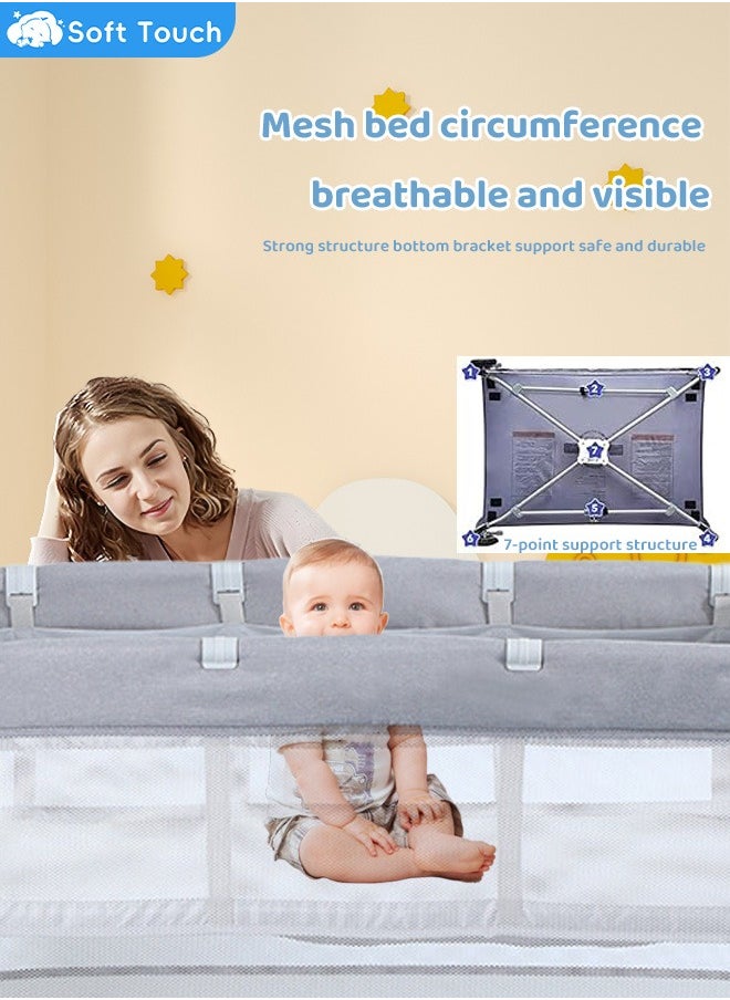 Soft Touch - Baby Bed 2 In 1 Baby Crib Portable Toddler Playard Foldable Baby Cot Travel Crib Nursery Center for Infant with Carry Bag - Image 1