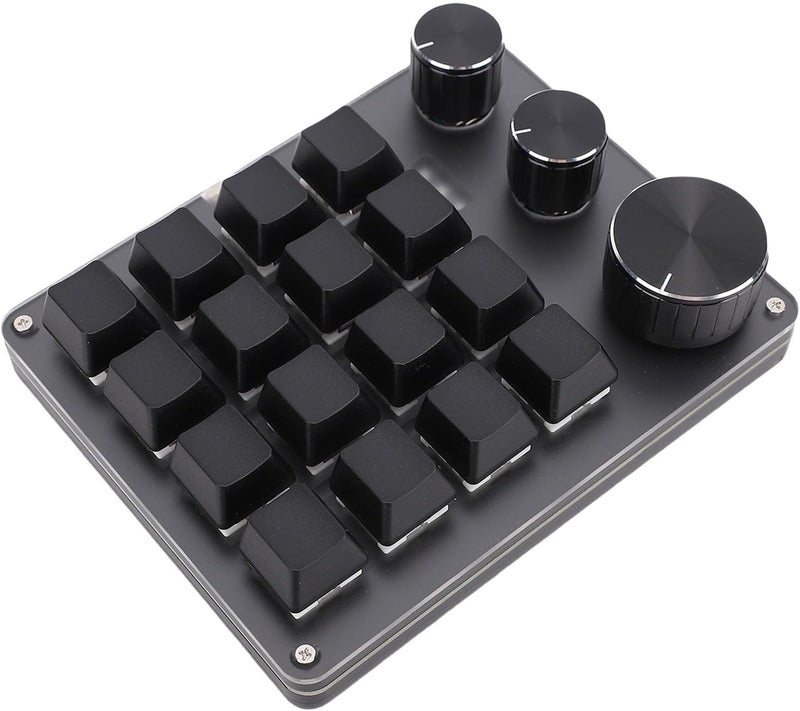 Light & sturdy CCYLEZ Programmable Macro Pad 16 Key with 3 Knobs, Customizable Shortcut Keyboard, LED Backlit, Plug and Play Type C Wired for Design/Photo Editing (Black) Global flexible assemble picks - Image 2