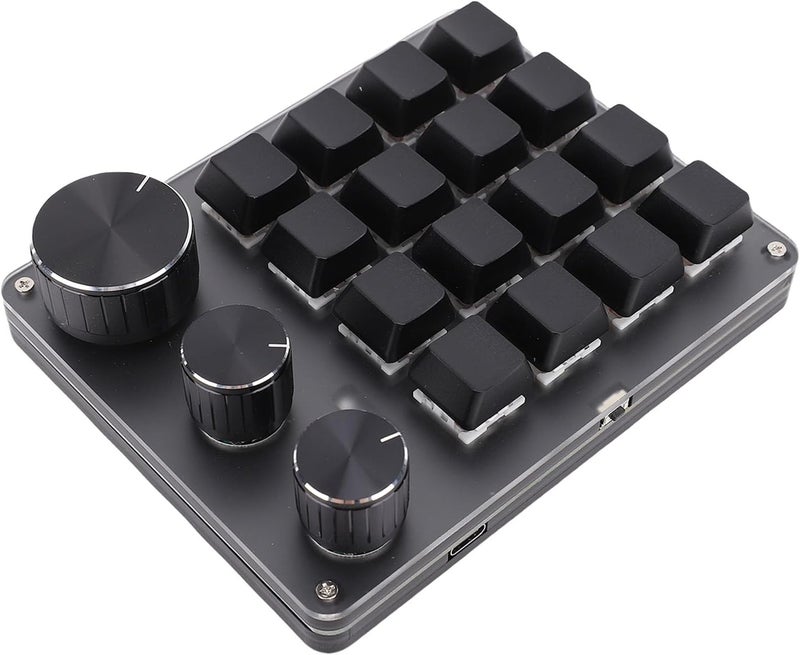 Light & sturdy CCYLEZ Programmable Macro Pad 16 Key with 3 Knobs, Customizable Shortcut Keyboard, LED Backlit, Plug and Play Type C Wired for Design/Photo Editing (Black) Global flexible assemble picks - Image 1