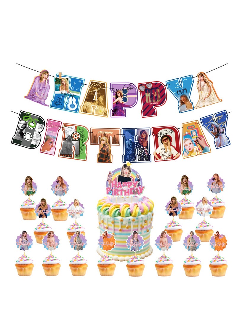 KASTWAVE 36Pcs Birthday Party Decorations, Birthday Balloons, CupCake Topper, Birthday Banner, Birthday Party Supplies - Image 1
