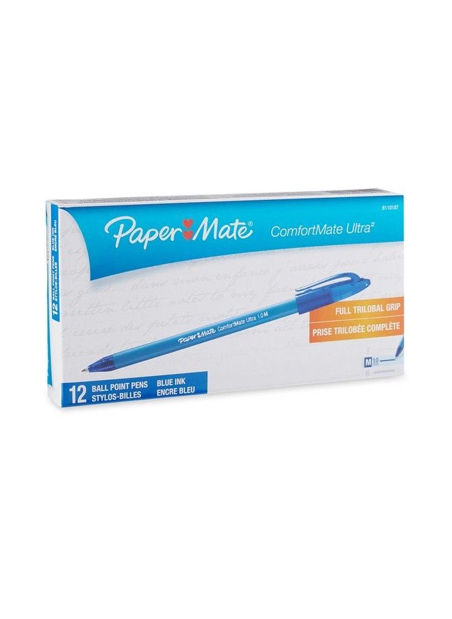 Paper Mate - Comfortmate Stick Medium Point Ballpoint Pens 12 Blue Ink Pens (6110187) - Image 1