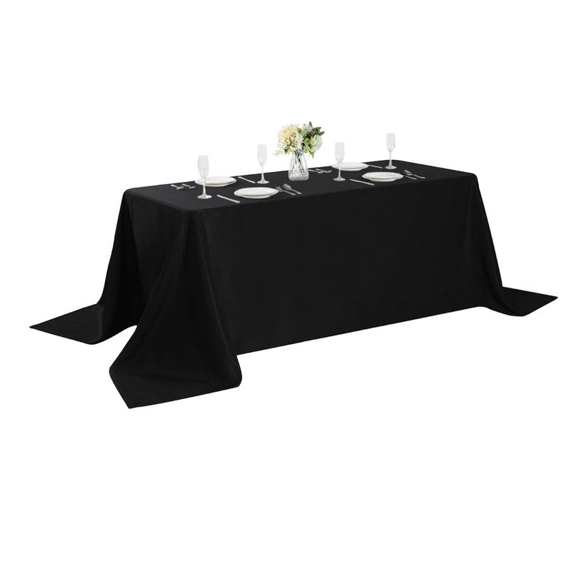 Rectangle Tablecloth 90x132 inch Washable Polyester Fabric Table Cloth for Wedding Party Dining Banquet Decoration90x132 Black