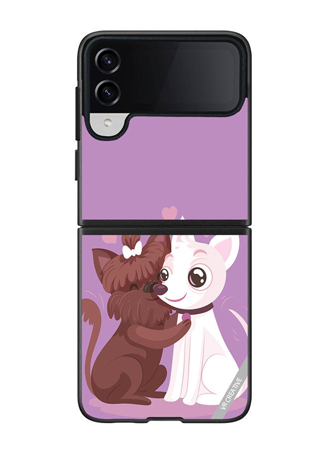 VR CREATIVE Protective Case Cover For Samsung Galaxy Z Flip4 Love Dog Design Multicolour - Image 1