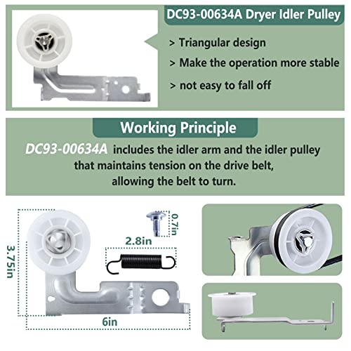 Monkemon Upgraded Dryer Repair Kit Compatible with Samsung Dryer Roller Replacement Kit, for DC97-16782A Dryer Roller, DC93-00634A Idler Pulley, 6602-001655 Belt (6 Roller White Spacer) - Image 4