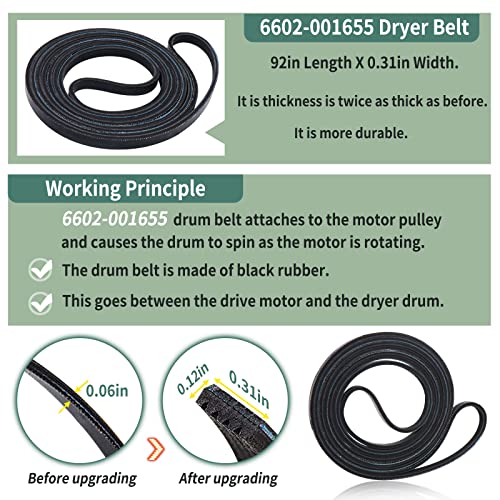 Monkemon Upgraded Dryer Repair Kit Compatible with Samsung Dryer Roller Replacement Kit, for DC97-16782A Dryer Roller, DC93-00634A Idler Pulley, 6602-001655 Belt (6 Roller White Spacer) - Image 2