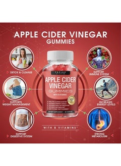 Toplux Apple Cider Vinegar Gummies - 1000mg ACV with B12, Beet Root, Pomegranate for Immune System, Detox & Cleanse, Gummy Alternative to Apple Cider Vinegar Capsules, for Men Women 2X Pack  - Image 2
