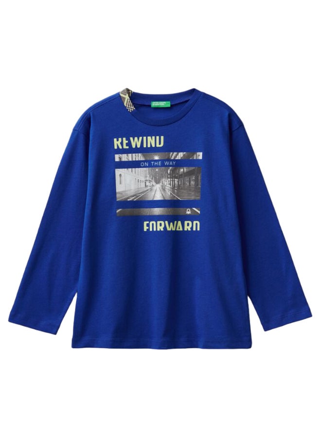Benetton Boys Printed Long Sleeve T-shirt - Image 1