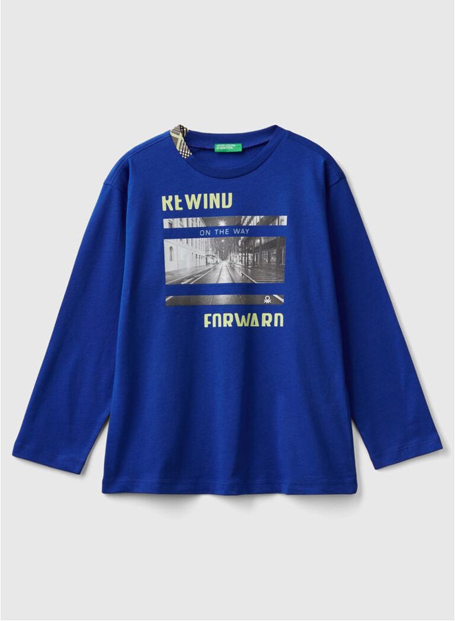 Benetton Boys Printed Long Sleeve T-shirt - Image 4