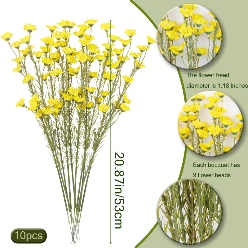 Cityes 10 Pcs Artificial Wildflowers With Stems Bulk Silk Spring Flowers 21 Inch Fake Forsythia Branches Yellow Faux Wildflowers Floral Arrangements For Home Decor Indoor Outdoor Wedding Centerpieces - Image 2