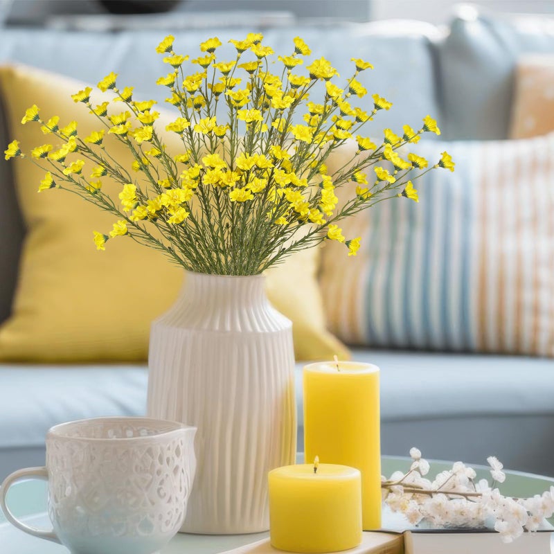 Cityes 10 Pcs Artificial Wildflowers With Stems Bulk Silk Spring Flowers 21 Inch Fake Forsythia Branches Yellow Faux Wildflowers Floral Arrangements For Home Decor Indoor Outdoor Wedding Centerpieces - Image 3