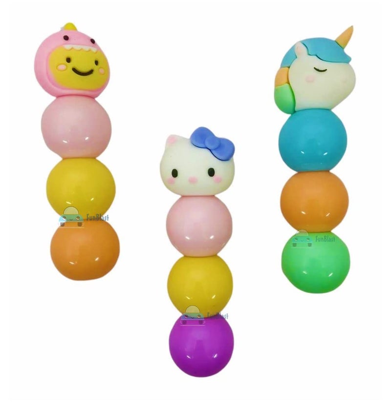 FunBlast Cartoon Highlighter Marker Pen for Study - Stationery Pastel Color for Books Marking, School & Office Uses – Pack of 3 - Image 2