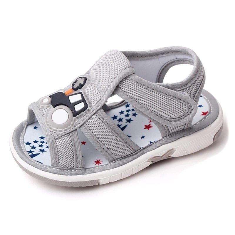 صندل صيفي للأطفال OAISNIT للأولاد والبنات أحذية squeaky خفيفة الوزن غير قابلة للانزلاق للمشي الأول 6-12 شهر رمادي