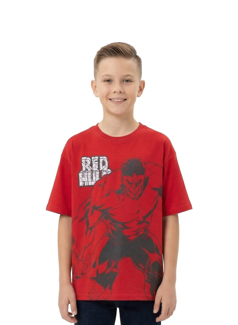 مارفل Teen Boys Marvel Red Hulk Graphic Printed Red T-Shirt