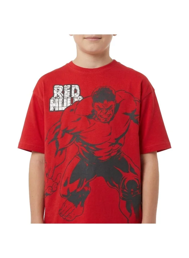 MARVEL  Teen Boys Marvel Red Hulk Graphic Printed Red T-Shirt for Kids | Best Price UAE