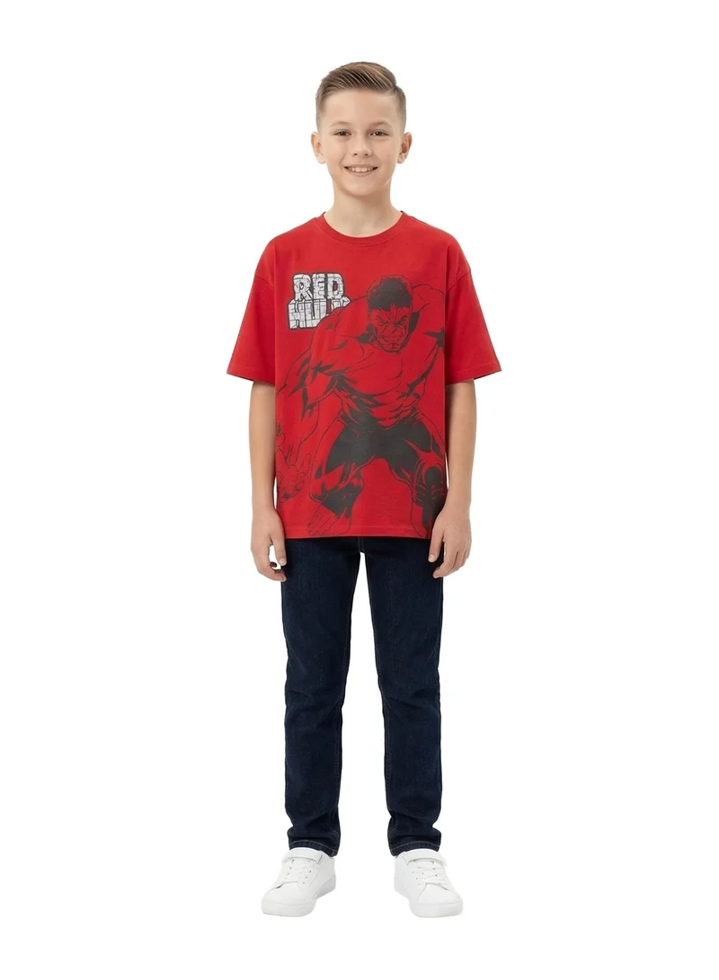 MARVEL  Teen Boys Marvel Red Hulk Graphic Printed Red T-Shirt for Kids | Best Price UAE