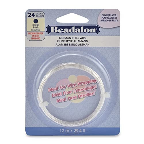 Beadalon German Style Wrapping Wire, Round, Silver Plated, 24 Gauge, 12 m / 39.4 ft - Image 1