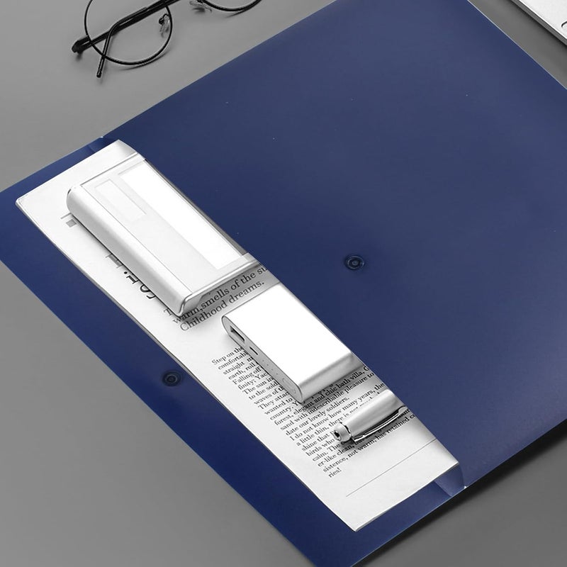 VANRA Poly File Folder Pockets File Jacket Plastic Envelope Flat Document Letter Organizer with Snap Button Closure A4 Letter Size (Pack of 5, Navy Blue) - Image 5