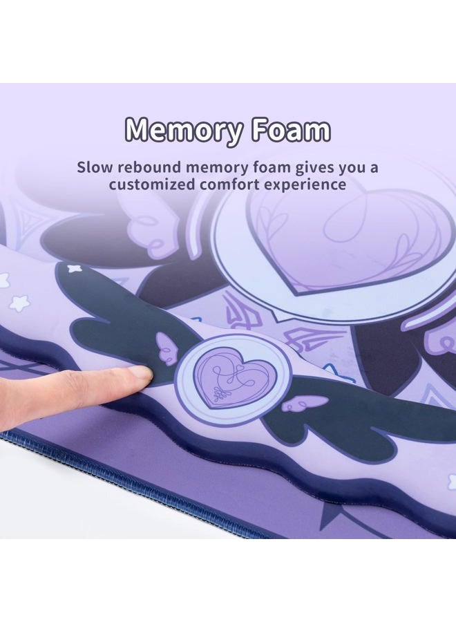 GEEKSHARE Kawaii Mouse Pad Wrist Rest Support Set - Non-Slip Rubber Base Desk Mat and Memory Foam Wrist Rest for Keyboard and Mouse,Perfect for Gaming,or Home Office Work - Star Wings Series (Purple) - Image 3