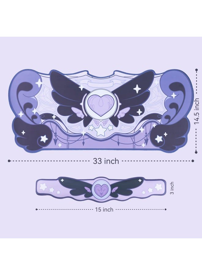 GEEKSHARE Kawaii Mouse Pad Wrist Rest Support Set - Non-Slip Rubber Base Desk Mat and Memory Foam Wrist Rest for Keyboard and Mouse,Perfect for Gaming,or Home Office Work - Star Wings Series (Purple) - Image 5