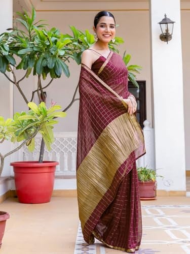 Satrani Women's Silk Weaving Saree with Unstitched Blouse Piece (4541S811N_Maroon) - Image 2