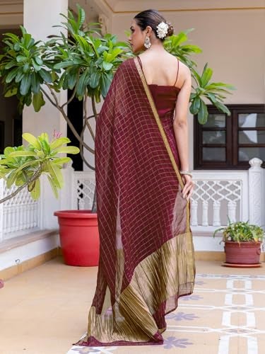 Satrani Women's Silk Weaving Saree with Unstitched Blouse Piece (4541S811N_Maroon) - Image 3