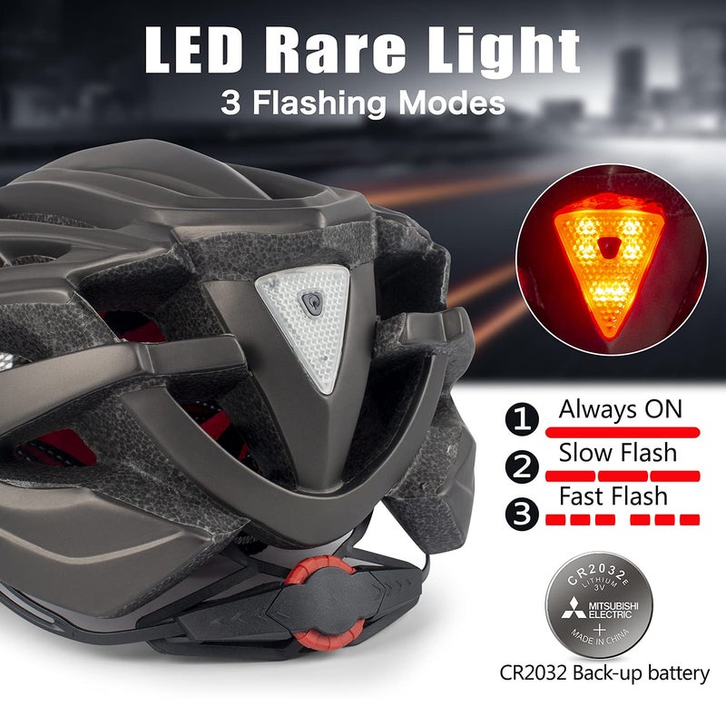 BASECAMP Bike Helmet, Basecamp Bicycle Helmet with Rear Light & Detachable Magnetic Goggles Lightweight Cycling Helmet Adjustable for Adult Men Women Mountain & Road (BC-069) - Image 4