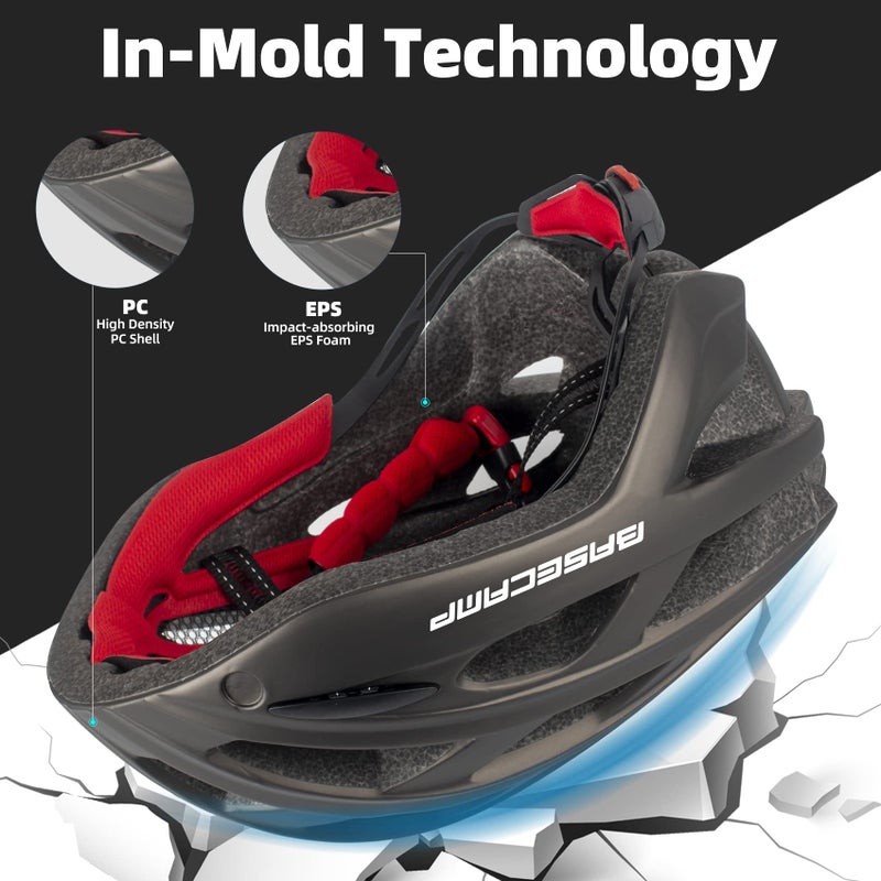 BASECAMP Bike Helmet, Basecamp Bicycle Helmet with Rear Light & Detachable Magnetic Goggles Lightweight Cycling Helmet Adjustable for Adult Men Women Mountain & Road (BC-069) - Image 5