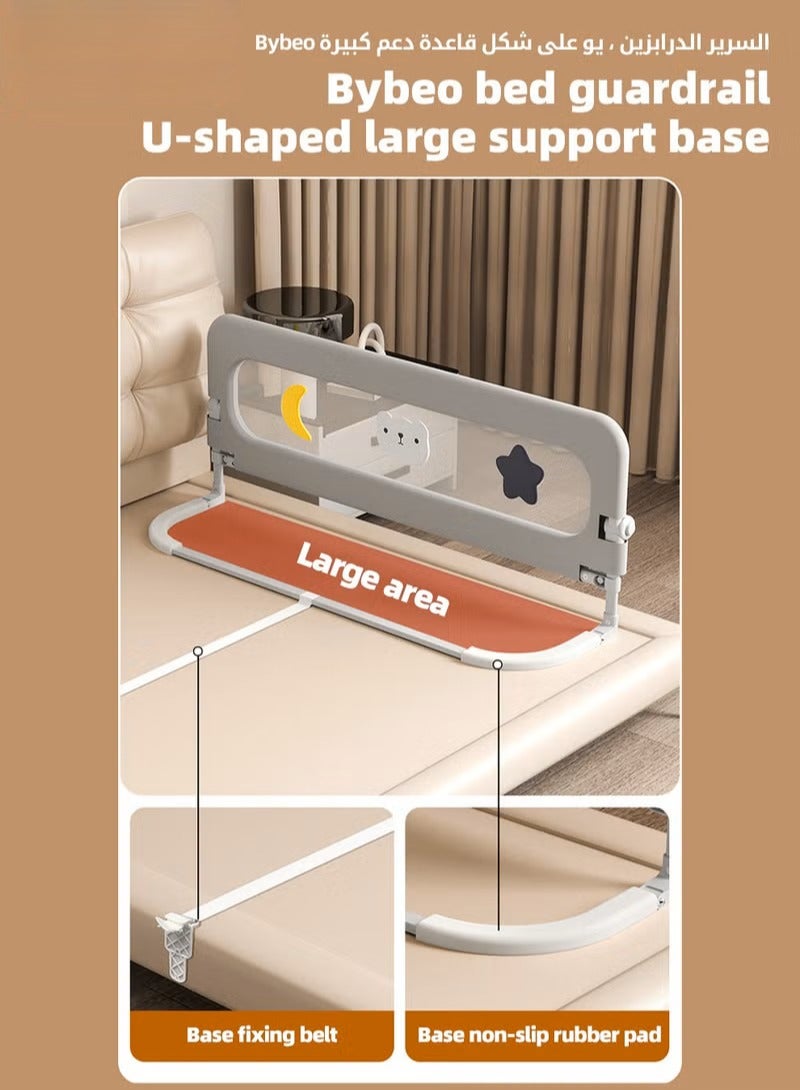 Y&D 1.8/2M Meter Bed Fence Children'S Anti-Fall Baffle Free Installation Baby Anti-Drop Guardrail Baby Bed Baffle Rails Bed Guardrail Baby Bed Rail Guard, Toddler Bed Side Rails, Kids' Safety Bed Fence, Safety Bedrail with Reinforced Anchor Safety System, Foldable Universal Bed Rail for Queen King Twin Bed, Upgraded Barrier - Image 5
