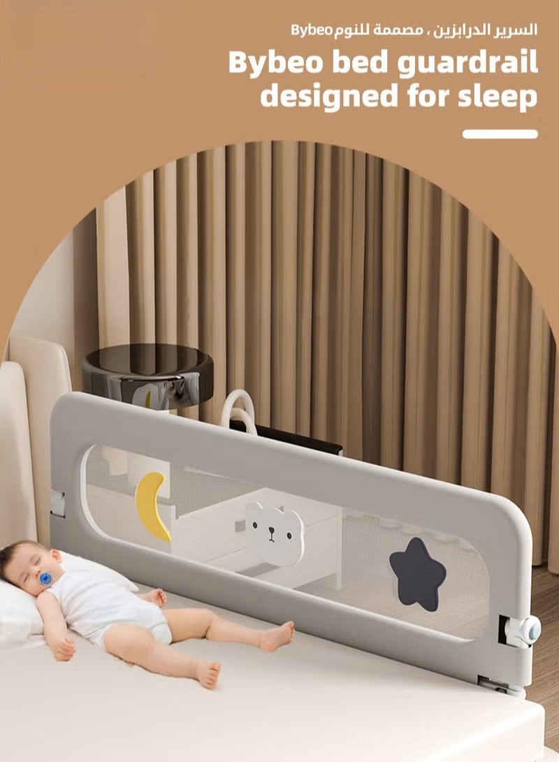 Y&D 1.8/2M Meter Bed Fence Children'S Anti-Fall Baffle Free Installation Baby Anti-Drop Guardrail Baby Bed Baffle Rails Bed Guardrail Baby Bed Rail Guard, Toddler Bed Side Rails, Kids' Safety Bed Fence, Safety Bedrail with Reinforced Anchor Safety System, Foldable Universal Bed Rail for Queen King Twin Bed, Upgraded Barrier - Image 3