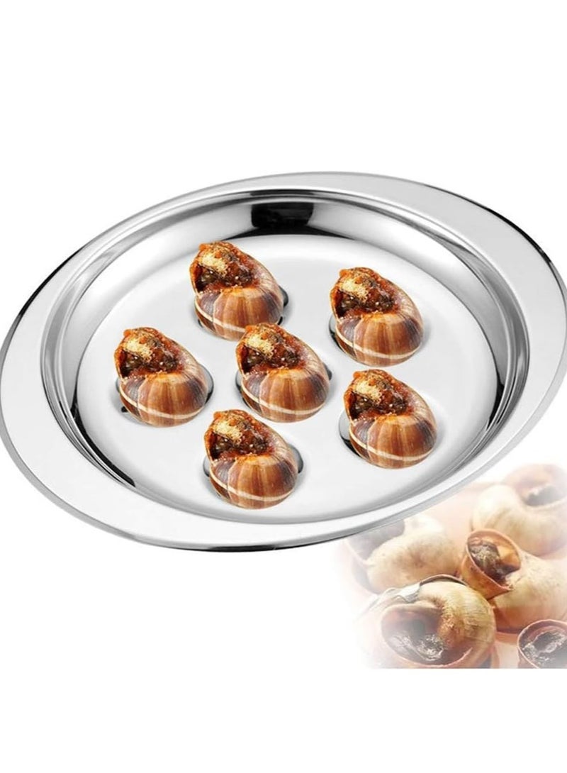 KASTWAVE Snail Tong Forks Set, 3 Pcs Stainless Steel Escargot Tableware Metal Snail Tong 6 Compartment Holes Snail Plate Tong Escargot Fork Escargot Plate for Home BBQ Restaurant  - Image 3