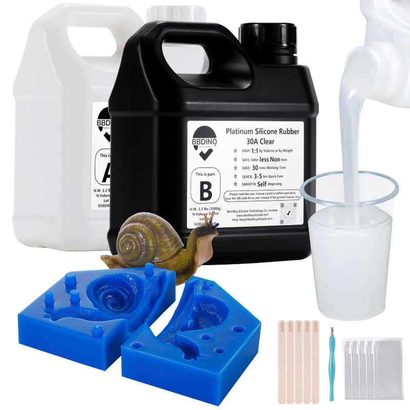 BBDINO Silicone Mold Making Kit 30A 44 lbs Translucent High Strength Liquid Silicone Rubber for Molds Making11 by Volume Ideal for Casting ResinSiliconSoapConcrete Molds
