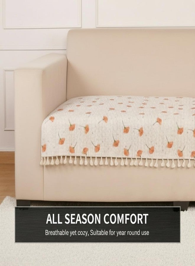 STITCHNEST غطاء حماية أريكة مخملي مبطن مطبوع من ستيتشنست، بثلاثة مقاعد، مزين بشرابات - Image 5