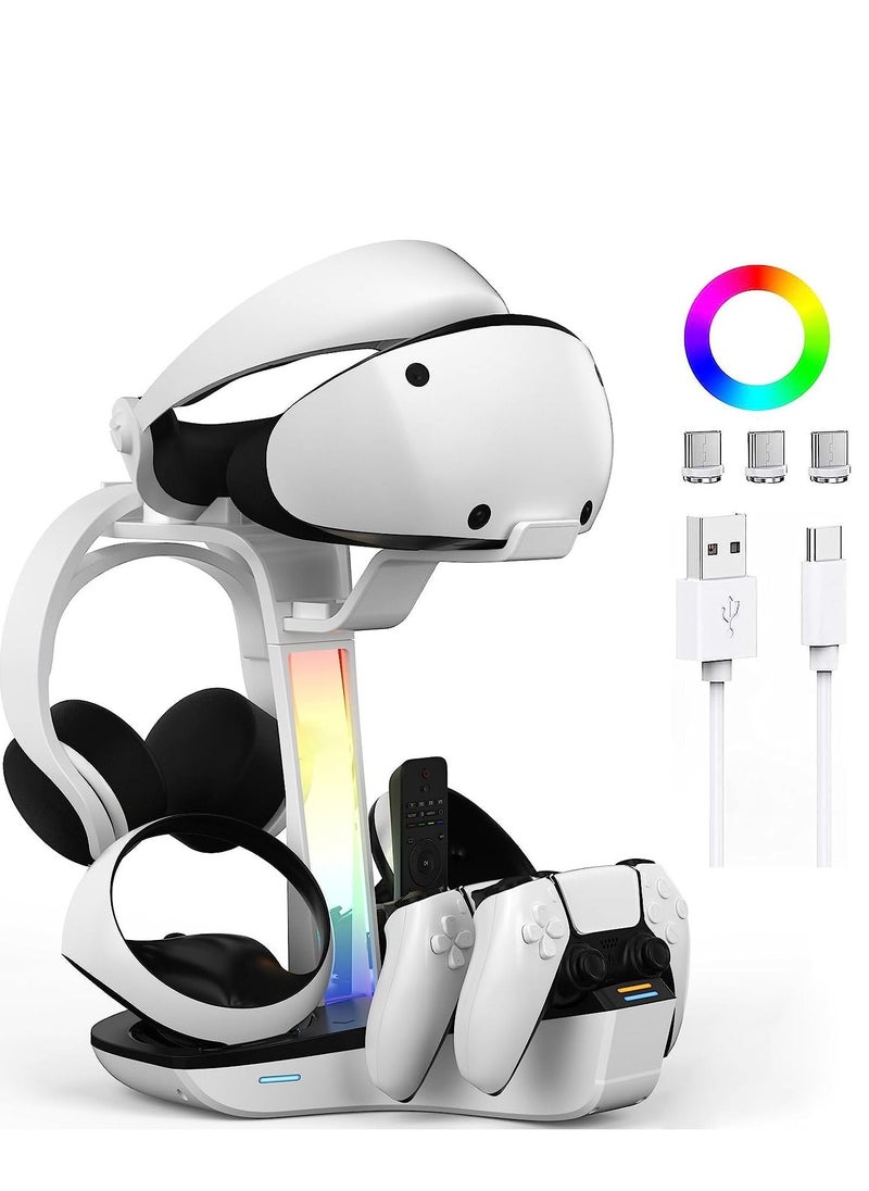 SYOSI - Charging Dock Stand for PS5 VR2, PS VR2 Playstation Magnetic Station Controllers, High Speed Stand, LED Indicator, VR Headset Headphones Holder - Image 1