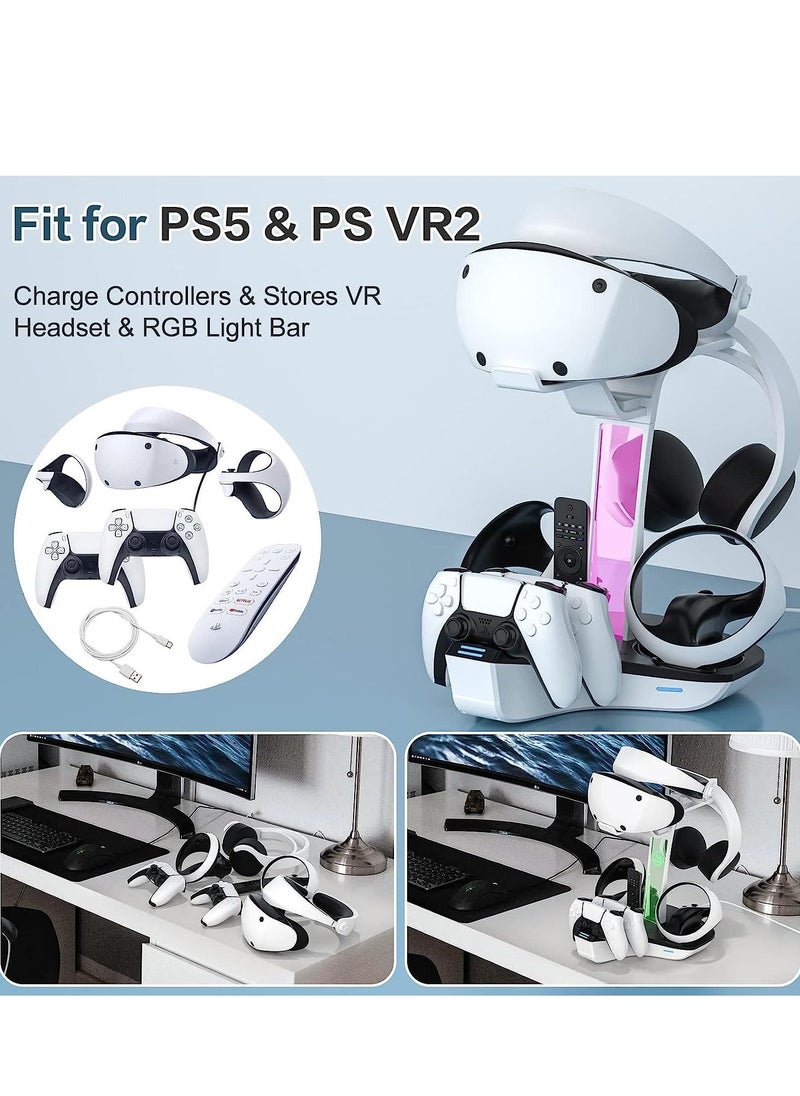 SYOSI - Charging Dock Stand for PS5 VR2, PS VR2 Playstation Magnetic Station Controllers, High Speed Stand, LED Indicator, VR Headset Headphones Holder - Image 1