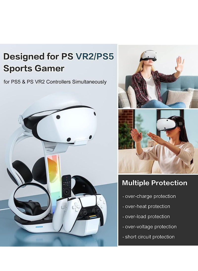 SYOSI - Charging Dock Stand for PS5 VR2, PS VR2 Playstation Magnetic Station Controllers, High Speed Stand, LED Indicator, VR Headset Headphones Holder - Image 1