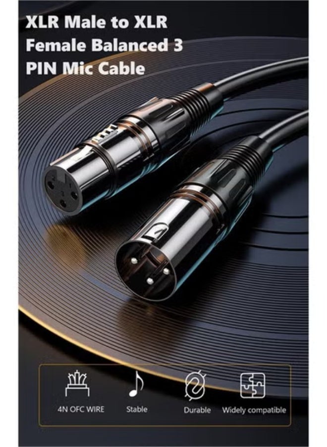 Peachjoy XLR Cables, Microphone Cables (10 ft 4N OFC WIRE) XLR Male to XLR Female Balanced 3 PIN Mic Cables, Compatible with Preamps Speaker Systems and More, 6MM PVC Jacket, XLR Cable (3m) - Image 2