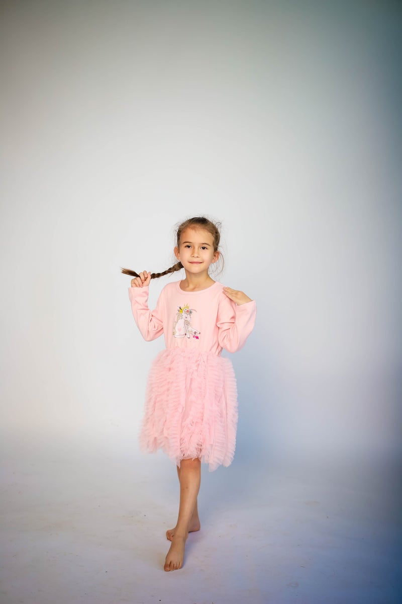 D'Daniela Pink Ruffled Tulle Dress - Image 1