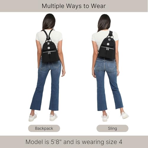Baggallini Naples Convertible Backpack - Travel Sling Crossbody - 12" Nylon Handbag w/RFID & Padded Tablet Sleeve - Image 5