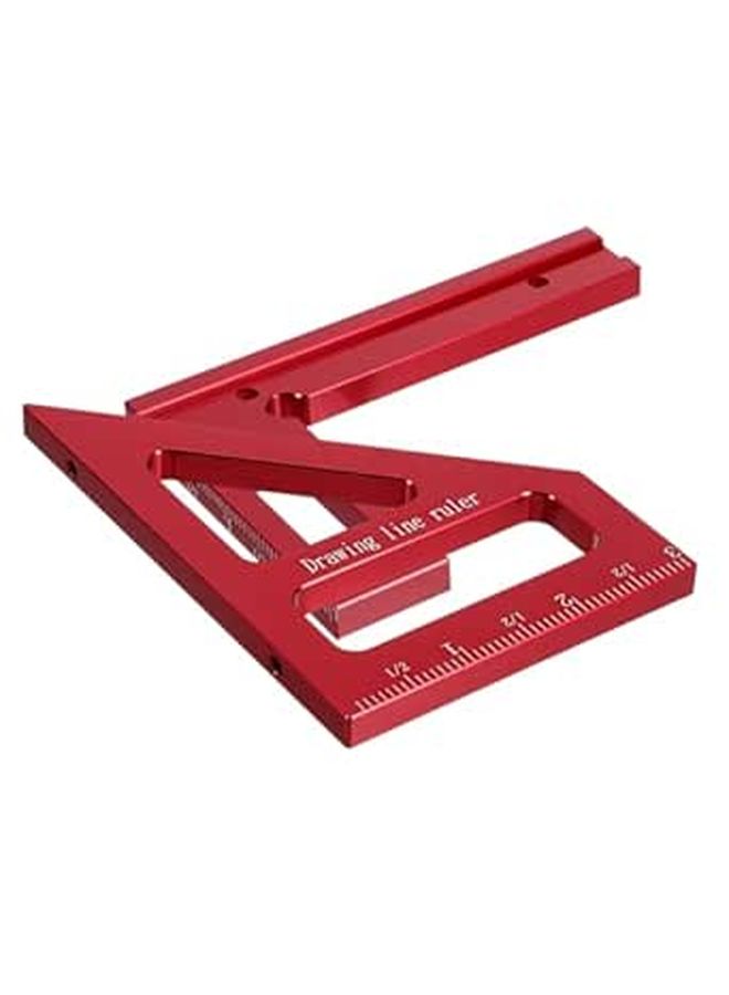 Multi Function Triangle Ruler 45 90 Degree Woodworking Square Imperial Scale Carpenter Measuring Tool Red - Image 1