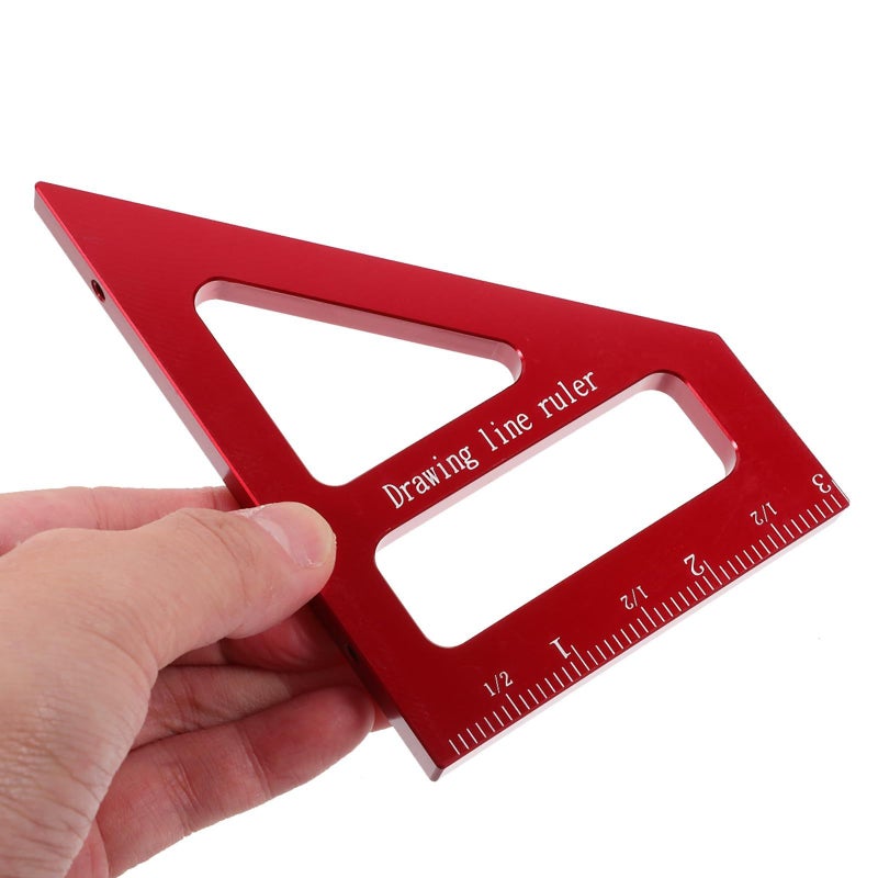 Multi Function Triangle Ruler 45 90 Degree Woodworking Square Imperial Scale Carpenter Measuring Tool Red - Image 5