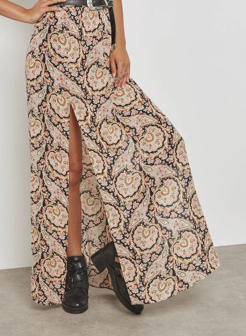 Missguided Side Splits Paisley Maxi Skirt