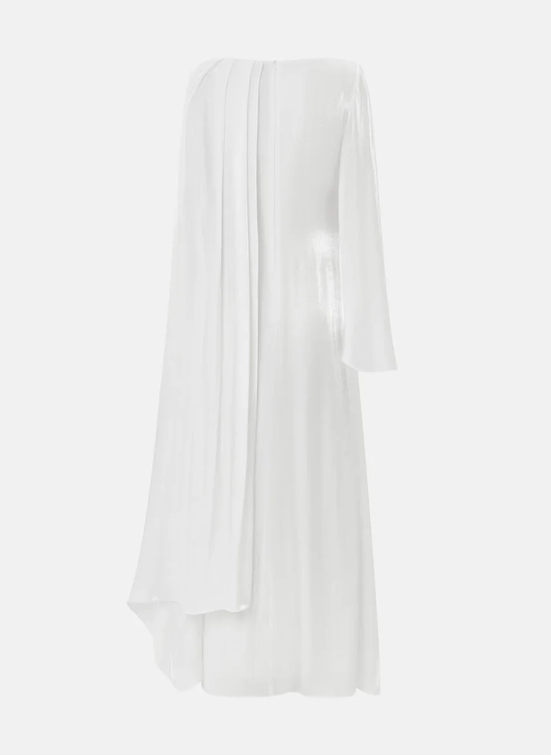 Lichi Textured maxi dress with one shoulder cape