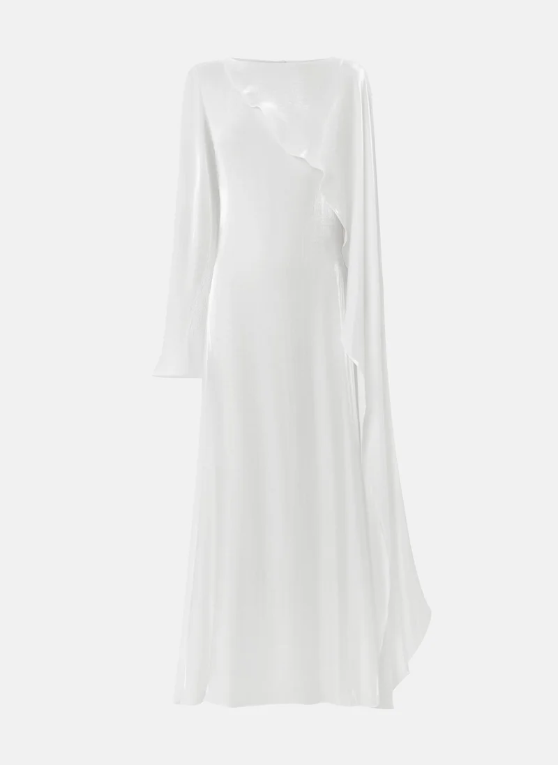 Lichi Textured maxi dress with one shoulder cape