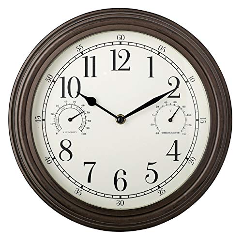 Westclox Indoor/Outdoor Wall Clock with Temperature & Humidity Gauges, Weather-Resistant, Quartz Accuracy, Battery-Powered (Bronze, 12-Inch) - Image 1