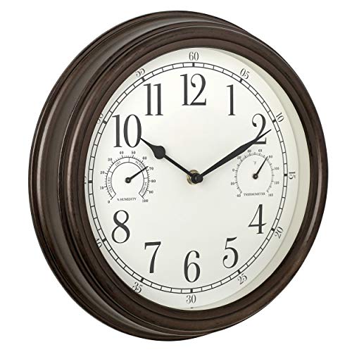 Westclox Indoor/Outdoor Wall Clock with Temperature & Humidity Gauges, Weather-Resistant, Quartz Accuracy, Battery-Powered (Bronze, 12-Inch) - Image 3