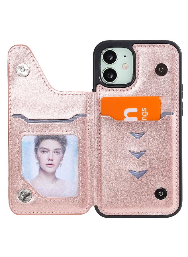 Zaboon Case For iPhone 12 mini Flower Embossing Pattern Shockproof Protective Case with Holder & Card Slots & Photo Frame - Image 4