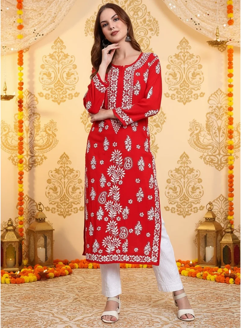 Alaya Women Chikankari Hand Embroidered Modal Kurta -AL4042