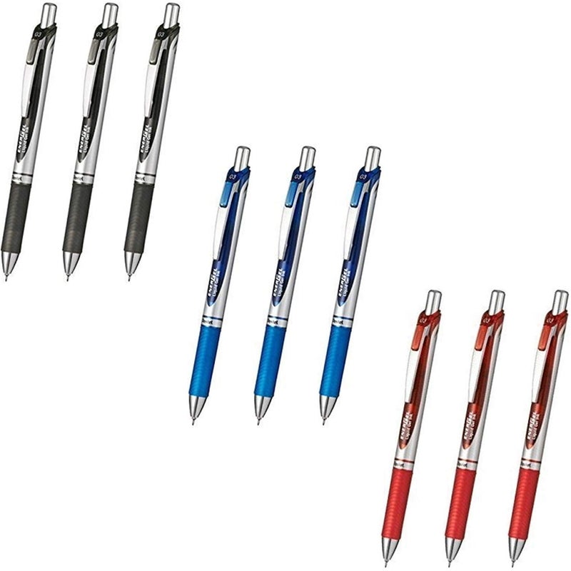 Pentel Energel Deluxe RTX Retractable Liquid Gel Pen,Ultra Micro Point 0.3mm, Fine Line, Needle Tip, Black,Blue,Red Ink Each 1 Pen Total 3 Pens-Value Set of 3 (Value Set of 9) - Image 3
